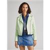 Pepe Jeans per donna. [PL402232] Giacca Masie verde, Casual, Poliuretano, Manica lunga