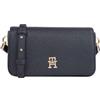 Tommy Hilfiger per donna. AW0AW15180 Borsa a tracolla TH Emblem con patta blu scuro [3078747], Casual, Poliuretano, Navy