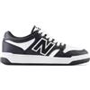 New Balance unisex per bambino. GSB480V1 Sneaker 480 in pelle bianca e nera [3122408], Nero, Basso, Stringhe, Casual, Sportivo, moda per bam