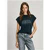 Pepe Jeans per donna. [PL506031] T-shirt a righe blu navy, Casual, Cotone, Manica corta, Sostenibile