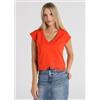 Lois Jeans per donna. [423082686] T-shirt con dettaglio fustellato foglia rossa, Rosso, Casual, Modal, Manica corta