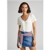 Pepe Jeans per donna. [PL505584] Maglietta Becca bianca, Bianco, Casual, Cotone, Modal, Manica corta, Sostenibile