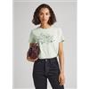 Pepe Jeans per donna. [PL505573] Maglietta Alice verde, Casual, Cotone, Manica corta, Sostenibile