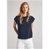 Pepe Jeans per donna. [PL505853] T-shirt Lory blu scuro, Casual, Cotone, Manica corta, Sostenibile, Navy