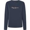 Pepe Jeans per donna. [PL505947] T-shirt blu navy di Fiore Ls, Casual, Manica lunga, Cotone biologico, Sostenibile
