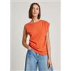 Pepe Jeans per donna. [PL505960] Maglietta arancione Fleurine, Casual, Cotone, Manica corta, Sostenibile
