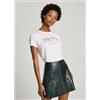 Pepe Jeans per donna. [PL505895] Maglietta bianca di Etha, Bianco, Casual, Manica corta, Cotone biologico, Sostenibile