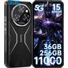 Smartphone robusto 5G Andriod 15, 36GB+256GB/2TB Telefono Indistruttibile 11000M