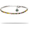 Freddy Bracciale Tennis in Acciaio Argento con Gemme Multicolor
