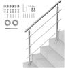 VEVOR Corrimano per Gradini Esterni, Kit Corrimano per Scale 3 Traverse 120 cm Lunghezza, Ringhiere Transizione Acciaio Inox Kit Installazione, Corrimano Scale Doppia Colonna per Veranda e Terrazza