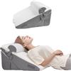 VEVOR Cuscino a Cuneo per Dormire, Set 3, Cuscini Ortopedici Regolabili, con Fodera Lavabile in Jacquard e Supporto in Schiuma, per Reflusso Acido, Mal di Schiena, Sollievo dal Russare, Bianco Grigio