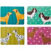 Creative Tops Dog Print, 4 tovagliette rettangolari con cani, colorate, con superficie laccata, retro in sughero, resistenti alle macchie e al calore fino a 120 °C, facili da pulire, 30 x 22 cm