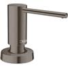 hansgrohe Focus 40438341 - Dispenser di sapone moderno per lavello da bagno e cucina, in cromo nero spazzolato