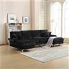 Gomyway Divano componibile moderno grande in Chenille a forma di U, con Doppi Sedili Reclinabili, Nero