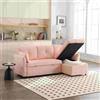 Gomyway Divano Componibile a L in Velluto, Divano letto reclinabile estraibile convertibile, con sedili portaoggetti, Rosa