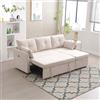 Gomyway Divano Componibile a L in Velluto, Divano letto reclinabile estraibile convertibile, con sedili portaoggetti, Beige