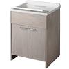 Negrari Lavatoio in Resina PVC, Vasca resistente agli acidi di uso comune, Resistente all'umidità, Kit di scarico incluso, Interno e Esterno, L50 x P60 x H84, Colore Rovere