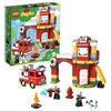 LEGO DUPLO Town Caserma dei Pompieri, Include Camion Giocattolo e 2 Vigili del Fuoco, con Luci e Suoni, per Bambini di 2-5 Anni, 10903