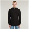 G-Star per uomo. [D26452-D617-6484] T-shirt nera con tweeter a mezza zip, Nero, Casual, Manica lunga, Cotone biologico, Sostenibile
