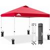 EAGLE PEAK Gazebo pieghevole da giardino, 3 x 3 m, tenda pieghevole, gazebo con borsa da trasporto a rotella, per campeggio, spiaggia, giardino, rosso