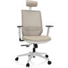 HJH Office 820027 Sedia da Ufficio Ergonomica PROFONDO PRO W Poltrona Girevole in Rete con Supporto Lombare Regolabile, Beige