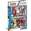 Clementoni - Puzzle per Bambini 2x60 Pezzi Supercolor, per Bambini 4+ Anni, Illustrazione del Cartone Sonic, Idea Regalo, Made in Italy, 27x19 cm, 24821