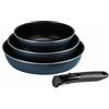 Sitram 714253 - Set di 3 stufe in alluminio pressato, diametro 20/24/28 cm, rivestimento interno antiaderente a 2 strati, colore blu metallo opaco, manico rimovibile SITRAMOVIble, tutti i piani