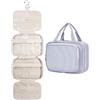 Narwey Beauty Case da Appendere Viaggio, Beauty Case da Appendere per Donna Uomo,Borsa da Toilette da Travel Kit Viaggio, Trousse Pochette Trucchi Donna per Viaggio (Striscia Blu Grigiastra (Medio))