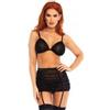 Leg Avenue Top Reggiseno in Rete Con Gonna Trasperante E Reggicalze - S/M - Black