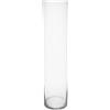 DRW Vaso da pavimento in vetro forma tubo trasparente 15x15x60 cm