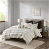 INK+IVY Set di biancheria da letto con copripiumino in 100% cotone, design moderno per tutte le stagioni, con federe coordinate, per letto intero/regina (223.5x233.7 cm), avorio, fantasia geometrica