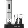 Taurus - Cavatappi Elettrico Professionale Wine Up + Ricaricabile | Apre in 6-8 s | Luce LED | Accessori: tagliacapsule, Decanter, Tappo Pompa a Vuoto, Base, Cavo USB