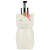 Isaac Jacobs - Dispenser per sapone liquido in ceramica, con pompa in metallo argentato, ideale per bagno, cucina, piano di lavoro, Ceramica, bianco, Unicorn