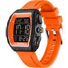 findtime Orologio da polso da uomo, digitale, militare, quadrato, digitale, da uomo, con numeri grandi, da uomo, con coutdown doppio, cronometro 5 ATM, impermeabile per esterni, Colore: arancione