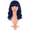 MapofBeauty 14 Pollice/35 cm Corto Wavy Bob Parrucche Con Frange Shoulder Lunghezza Ricci Parrucche Flat Bang Capelli Sintetico Parrucca (Midnight Blu)