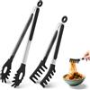 HE-SANQI 2 pinze per pasta e spaghetti, 22,9 cm e 30,5 cm, utensili per pasta, pinze in silicone per servire cibo, spaghetti e pasta (nero)