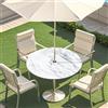 Highdi Tovaglia Antimacchia Rotonda con Foro per Ombrello, Impermeabile 3D Tovaglie da Tavola con Bordo Elastico, per picnic, patio, giardino, ideale per 110cm-130cm