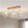 LVWIT Faretti LED da Soffitto Orientabili Bianco, Faretto da Interno con 3 Lampadine LED E14, Base di Legno, Faretti Soffitto Retrò per Barra, Salotto,Cameretta, Cucina (Lampadine Escluse)
