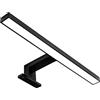LIGHTWORLD24 Welt der Lichter Lampada da Specchio LED Nera 30 cm - 5W, 550 Lumen, 4000K Bianco Neutro, IP44, 230V - Luce da Bagno, Luce da Trucco, Montaggio su Specchio o Armadio