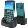 CHAKEYAKE Telefono Cellulare per Anziani con Tasti Grandi, Funzione SOS | 2.4 Grande Schermo | Supporto SIM Doppio | Chiamata Rapida | Radio ad Alto volume | Batteria di grande | Base di Ricarica | Verde