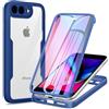 Phoona Cover per iPhone 8 Plus/iPhone 7 Plus con Pellicola Protettiva Trasparente, Antiurto Silicone Custodia 360 Gradi Full Body Protezione, AntiGraffio Robusta Cover per iPhone 8 Plus, Blu