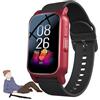 Weyot Orologio Intelligente con Rilevamento delle Cadute Bracciale SOS Anziani Salvavita GPS 4G Funzione di Chiamata Orologio Smartwatch per Anziani,Red