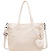 dogmoon Borsa a tracolla da donna, in corda, borsa in tessuto, grande borsa shopper borsa a mano, borsa a tracolla per scuola, lavoro, ufficio, viaggi, shopping, uso quotidiano, bianco, Contemporaneo