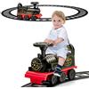 RELAX4LIFE Treno Giocattolo, con Binario, Trenino Elettrico Cavalcabile per Bambini, Funzione Musicale, Luci, Pedali Retrattili, Treno Regalo, Adatto a Bambini da 2+ Anni(nero) (ROSSO)