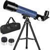 HOROX Telescopio da viaggio rifrattore, 50 mm apertura, 360 mm fuoco, per principianti, con treppiede da tavolo, in borsa