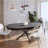 DEGHI Tavolo allungabile 130-230x130 cm con top nero effetto legno e gambe incrociate - Waylen