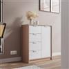 DEGHI Madia 79x88h cm in legno bianco e rovere con 1 anta e 4 cassetti - Aubin