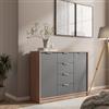 DEGHI Madia 115x88h cm in legno antracite e rovere con 4 cassetti - Aubin