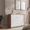DEGHI Madia 115x88h cm in legno bianco e rovere con 4 cassetti - Aubin