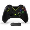 Tigerlily Enterprises Ltd Tigerlily Enterprises Black with Green Light 2.4GHz Wireless Game Controller Gamepad Joystick With Dual Motor Vibration & Backlit Keys for Xbox One Series S/X, PS3 & Microsoft PC - No Headset Jack.